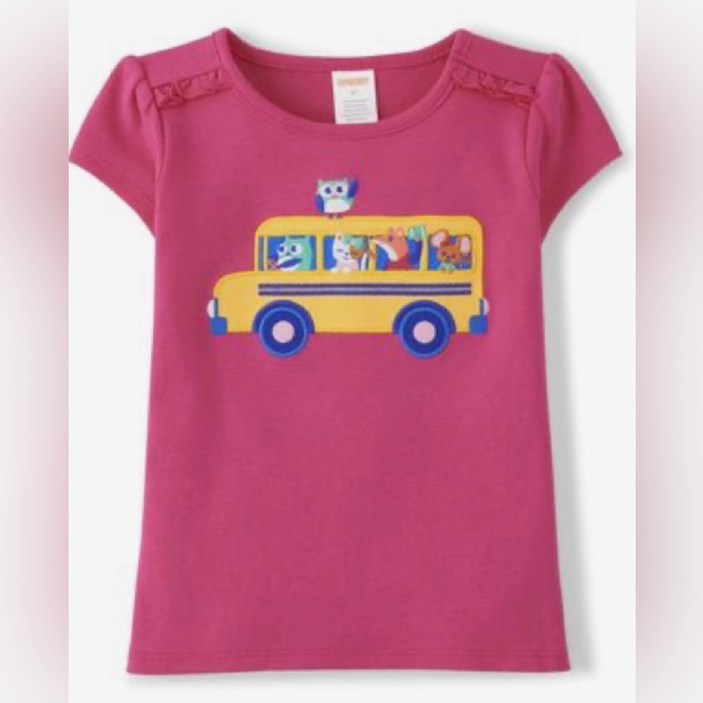 Gymboree Embroidered School Bus Ruffle Top, 4T